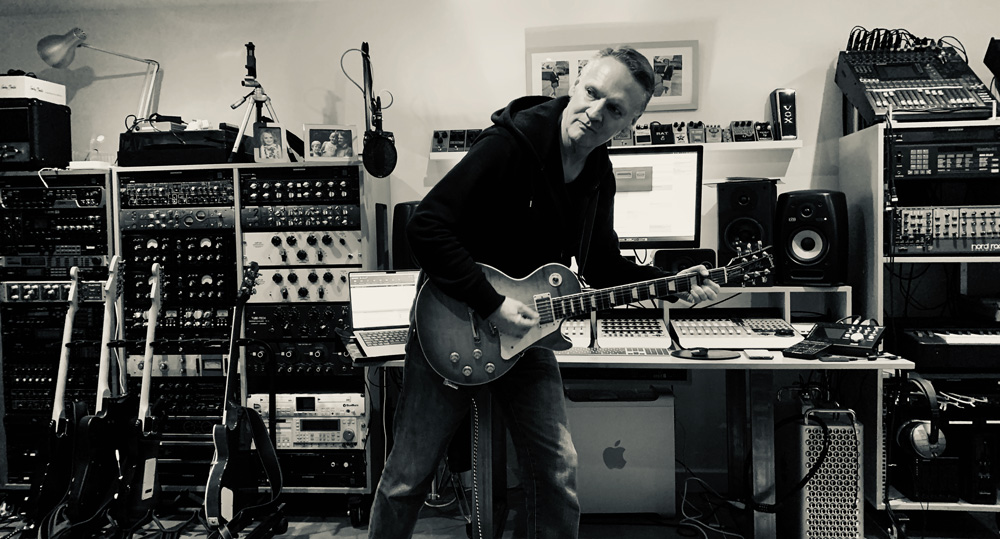 Matt plays his Les Paul in the studio